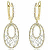 .78CT DIAMOND 14K YELLOW GOLD 3D ROUND & BAGUETTE OPEN FILIGREE HANGING EARRINGS