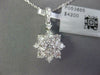 ESTATE LARGE 1.33CT DIAMOND 18K WHITE GOLD 3D FLOWER SNOW FLAKE FLOATING PENDANT