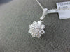 ESTATE LARGE 1.33CT DIAMOND 18K WHITE GOLD 3D FLOWER SNOW FLAKE FLOATING PENDANT