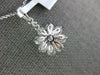 ESTATE LARGE 1.33CT DIAMOND 18K WHITE GOLD 3D FLOWER SNOW FLAKE FLOATING PENDANT
