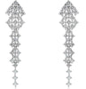 ESTATE 1.44CT DIAMOND 18KT WHITE GOLD 3D CLUSTER SQUARE JOURNEY HANGING EARRINGS