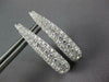 WIDE 1.64CT DIAMOND 18KT WHITE GOLD 3 ROW OVAL ELONGATED HUGGIE HANGING EARRINGS