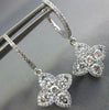 ESTATE .87CT DIAMOND 18KT WHITE GOLD 3D FOUR LEAF CLOVER FLOWER HANGING EARRINGS