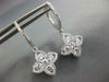 ESTATE .87CT DIAMOND 18KT WHITE GOLD 3D FOUR LEAF CLOVER FLOWER HANGING EARRINGS