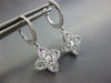 ESTATE .87CT DIAMOND 18KT WHITE GOLD 3D FOUR LEAF CLOVER FLOWER HANGING EARRINGS