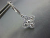 ESTATE .87CT DIAMOND 18KT WHITE GOLD 3D FOUR LEAF CLOVER FLOWER HANGING EARRINGS