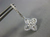 ESTATE .87CT DIAMOND 18KT WHITE GOLD 3D FOUR LEAF CLOVER FLOWER HANGING EARRINGS