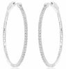 ESTATE 1.11CT DIAMOND 18KT WHITE GOLD 3D ROUND CLASSIC HOOP HANGING EARRINGS