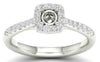 ESTATE .25CT DIAMOND 14K WHITE GOLD 3D 4 STONE SQUARE SEMI MOUNT ENGAGEMENT RING
