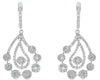 ESTATE 1.99CT DIAMOND 18KT WHITE GOLD 3D MULTI FLOWER LEAF HANGING EARRINGS