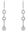 ESTATE 1.32CT DIAMOND 14KT WHITE GOLD 3D FLOWER LOVE KNOT HANGING EARRINGS