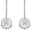 ESTATE 1.25CT DIAMOND 18KT WHITE GOLD 3D FLOWER SUNBURST HANGING EARRINGS