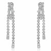 1.93CT DIAMOND 18KT WHITE GOLD 3D ROUND & BAGUETTE 2 ROW BEZEL HANGING EARRINGS