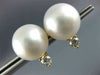 LARGE .40CT DIAMOND & AAA SOUTH SEA PEARL 18K YELLOW GOLD FILIGREE STUD EARRINGS
