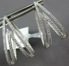 ESTATE LARGE 1.15CT DIAMOND 18KT WHITE GOLD DOUBLE V SHAPE HOOP HUGGIE EARRINGS