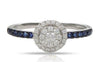ESTATE .44CT DIAMOND & AAA SAPPHIRE 14KT WHITE GOLD 3D FLOWER CLUSTER LOVE RING