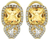 4.87CT DIAMOND & AAA CITRINE 14KT YELLOW GOLD CUSHION & ROUND CLIP ON EARRINGS