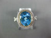 ESTATE LARGE 3.11CT DIAMOND & AAA BLUE TOPAZ 14K WHITE & ROSE GOLD FILIGREE RING