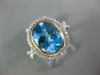 ESTATE LARGE 3.11CT DIAMOND & AAA BLUE TOPAZ 14K WHITE & ROSE GOLD FILIGREE RING