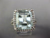 LARGE DIAMOND & AAA AQUAMARINE 14KT WHITE GOLD EMERALD CUT HALO ENGAGEMENT RING