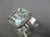 LARGE DIAMOND & AAA AQUAMARINE 14KT WHITE GOLD EMERALD CUT HALO ENGAGEMENT RING