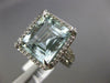 LARGE DIAMOND & AAA AQUAMARINE 14KT WHITE GOLD EMERALD CUT HALO ENGAGEMENT RING