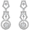 1.87CT DIAMOND 14KT WHITE GOLD SOLITAIRE DOUBLE HALO PENTAGON HANGING EARRINGS
