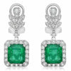 5.77CT DIAMOND & AAA EMERALD 18KT YELLOW GOLD 3D SQUARE CLIP ON HANGING EARRINGS