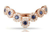 ESTATE .73CT DIAMOND & AAA SAPPHIRE 14KT ROSE GOLD 3D MULTI FLOWER V SHAPE RING