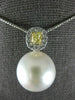 LARGE .48CT WHITE & FANCY YELLOW DIAMOND AAA SOUTH SEA PEARL 18K GOLD 3D PENDANT