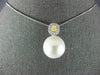 LARGE .48CT WHITE & FANCY YELLOW DIAMOND AAA SOUTH SEA PEARL 18K GOLD 3D PENDANT