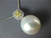 LARGE .48CT WHITE & FANCY YELLOW DIAMOND AAA SOUTH SEA PEARL 18K GOLD 3D PENDANT
