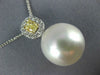 LARGE .48CT WHITE & FANCY YELLOW DIAMOND AAA SOUTH SEA PEARL 18K GOLD 3D PENDANT