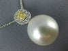 LARGE .48CT WHITE & FANCY YELLOW DIAMOND AAA SOUTH SEA PEARL 18K GOLD 3D PENDANT