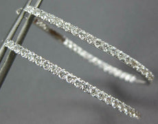 ESTATE LARGE 1.35CT DIAMOND 18KT WHITE GOLD 3D INSIDE OUT OVAL HANGING EARRINGS