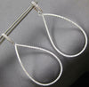 ESTATE EXTRA LARGE 1.10CT DIAMOND 18K WHITE GOLD OPEN TEAR DROP HANGING EARRINGS