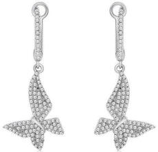 ESTATE .55CT DIAMOND 14KT WHITE GOLD 3D BUTTERFLY LEVERBACK HANGING EARRINGS