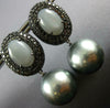 LARGE 11CT DIAMOND & MOON STONE & TAHITIAN PEARL 18K BLACK GOLD HANGING EARRINGS