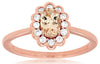 ESTATE .56CT DIAMOND & AAA MORGANITE 14KT ROSE GOLD OVAL & ROUND FLOWER FUN RING