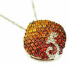 2.20CT DIAMOND & AAA ORANGE & YELLOW SAPPHIRE 14K WHITE GOLD SQUARE PAVE PENDANT