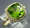 LARGE 2.28CT DIAMOND & AAA PERIDOT 14KT YELLOW GOLD CUSHION HALO ENGAGEMENT RING