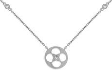 ESTATE .06CT DIAMOND 14KT WHITE GOLD 3D ETOILE FLOWER BY THE YARD NECKLACE