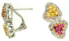 1.01CT DIAMOND AAA PINK & YELLOW SAPPHIRE 14KT WHITE GOLD HEART CLIP ON EARRINGS