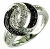 .39CT WHITE & BLACK DIAMOND 14KT WHITE GOLD 3D LOVE KNOT INFINITY FUN RING