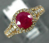 WIDE 1.10CT DIAMOND & AAA RUBY 14K ROSE GOLD ROUND HALO FILIGREE ENGAGEMENT RING