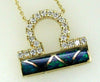 ESTATE .30CT DIAMOND & AAA OPAL 14KT WHITE GOLD 3D PURSE FUN NECKLACE