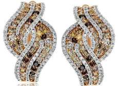 1.74CT WHITE & MULTI COLOR DIAMOND 18KT ROSE GOLD INFINITY LOVE CLIP ON EARRINGS
