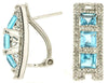ESTATE 2.92CT DIAMOND & AAA BLUE TOPAZ 14KT WHITE GOLD SQUARE CLIP ON EARRINGS