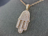ESTATE LARGE 1.33CT DIAMOND 18KT ROSE GOLD 3D CLASSIC HAMSA CHAMSA LUCKY PENDANT