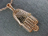 ESTATE LARGE 1.33CT DIAMOND 18KT ROSE GOLD 3D CLASSIC HAMSA CHAMSA LUCKY PENDANT